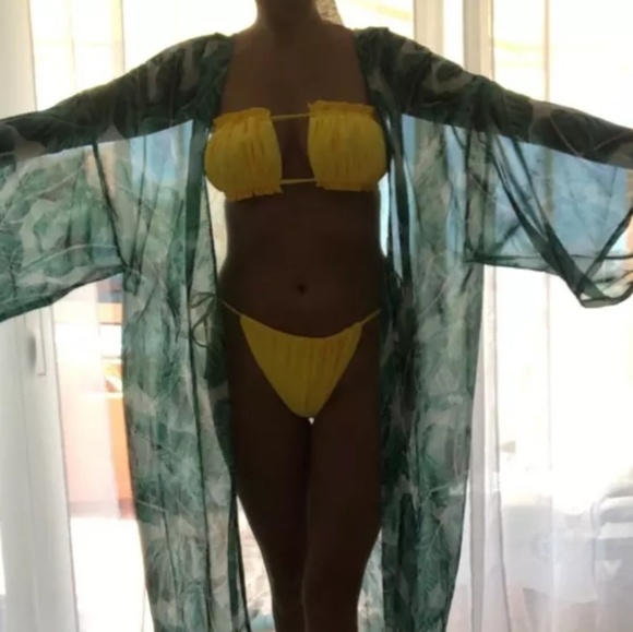 NEW! Long Transparent Palm Leaf Beach Cover-Up - Picture 3 of 5